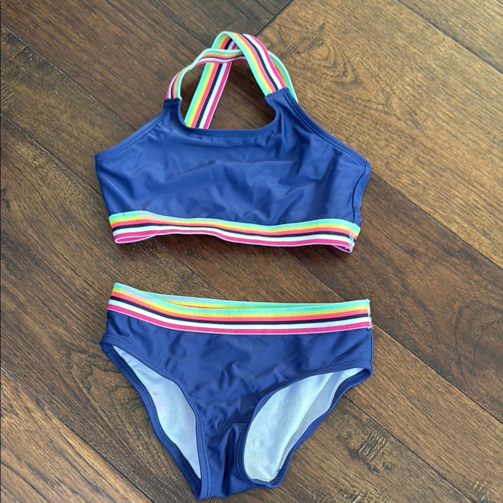 Blue and Red Sporty Bikini Set